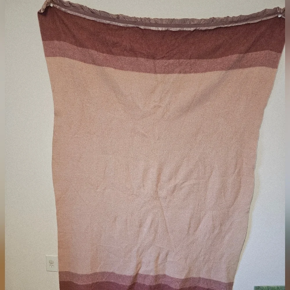 St. Mary's Vintage 100% Wool Striped Pink colorway Striped Blanket